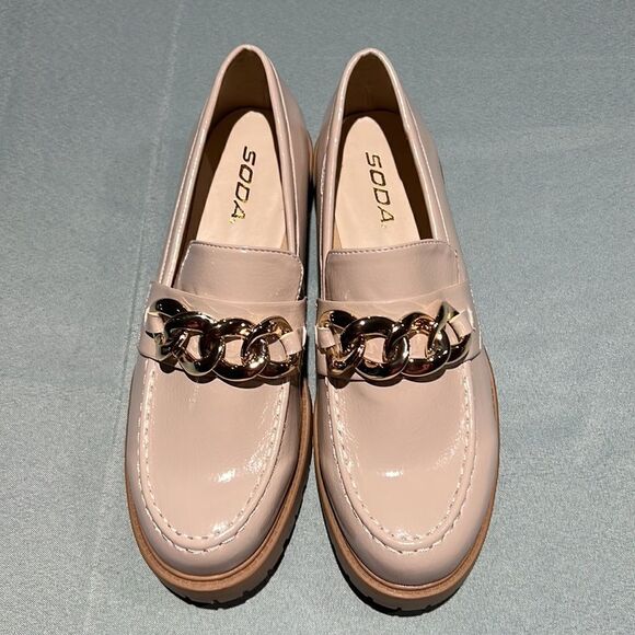 Soda Patent Leather Nude platform loafers Size 9 B44 - Picture 5 of 12